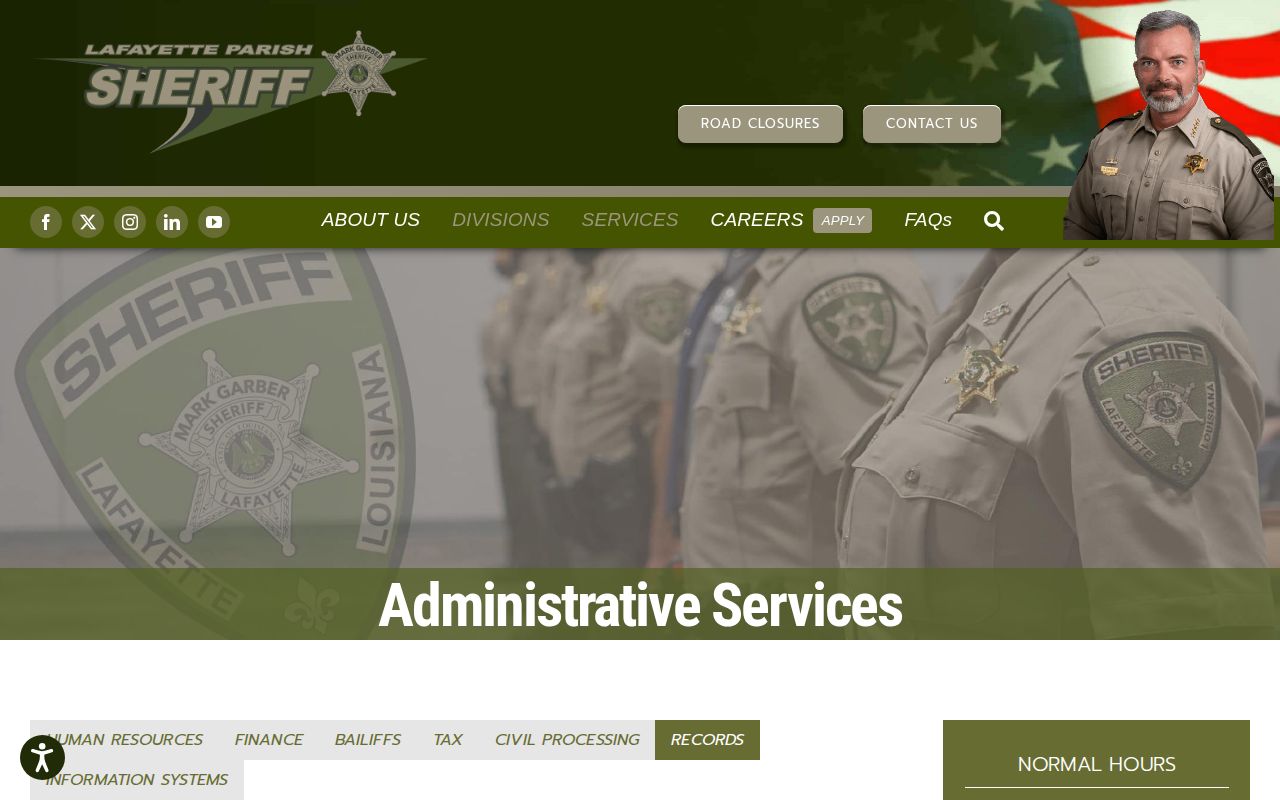 Lafayette Parish Sheriff's Office Records Division page